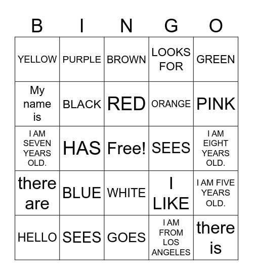 lunes ¡Vamos! Bingo Card