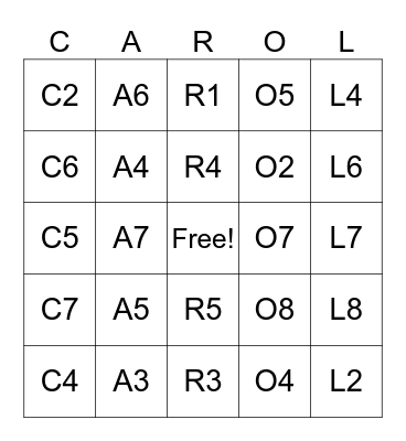 Carol's Birthday Bash Bingo Card