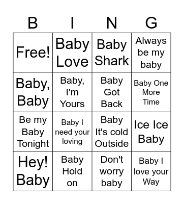 Baby Gardner Bingo Card