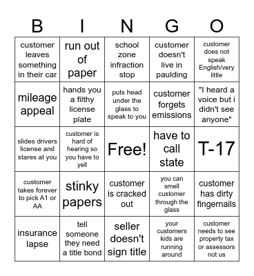 Tag Office Bingo Card
