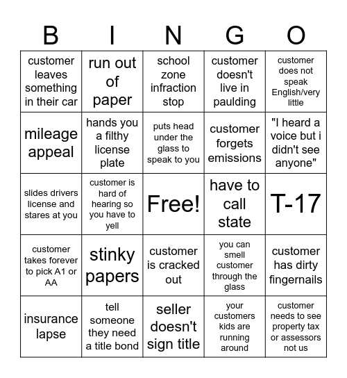 Tag Office Bingo Card
