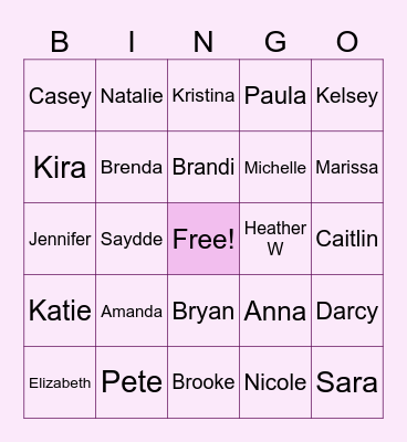 Fun Fact Bingo Card