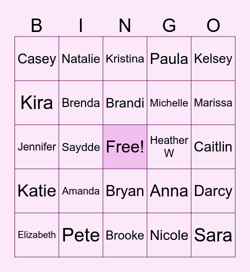 Fun Fact Bingo Card