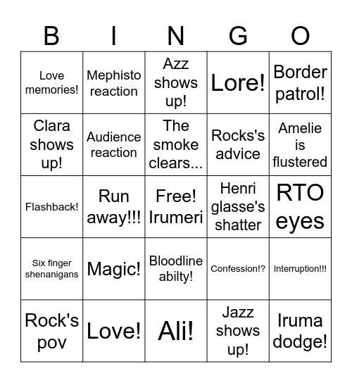 Irumeri Bingo! Bingo Card