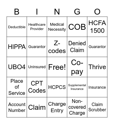 Business Office Bingo Card