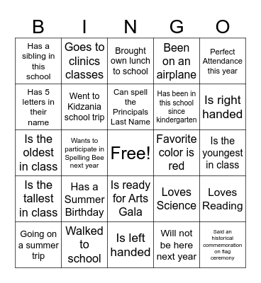 End Of The Year Bingo Card