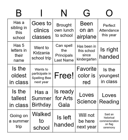 End Of The Year Bingo Card