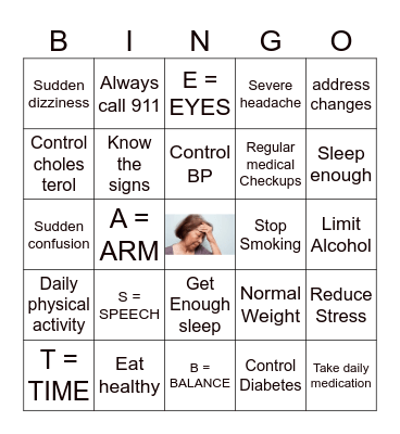 stroke Bingo Card