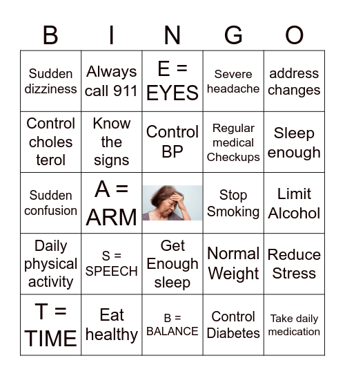 stroke Bingo Card