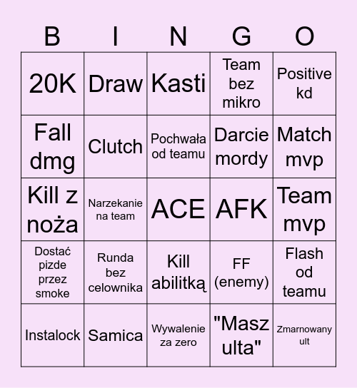 Bingo dla Revi 2.0 Bingo Card