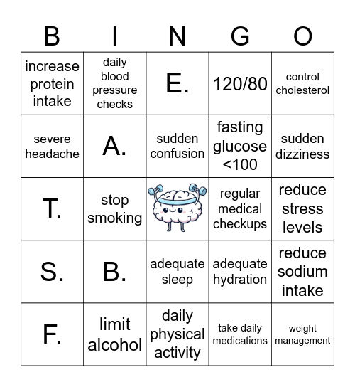 Stroke Bingo Card