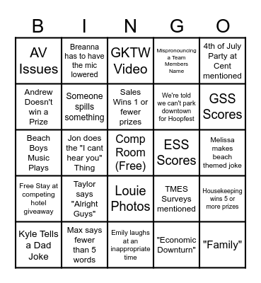 Davenport All Teams Meeting Bingo Card