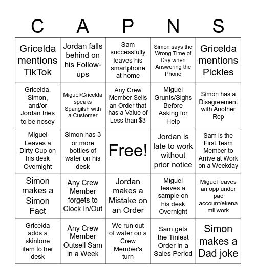 2nd Annual Cap'n Slowbeard Bingo Card