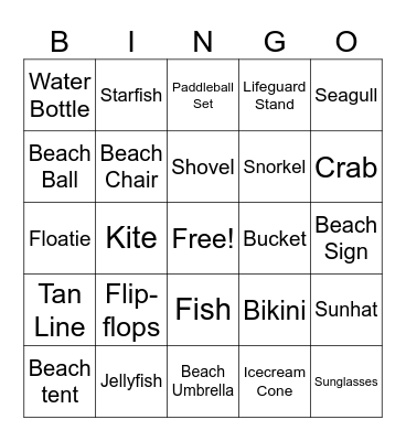 Beach Bingo Card