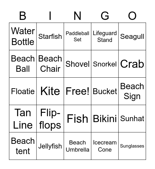 Beach Bingo Card