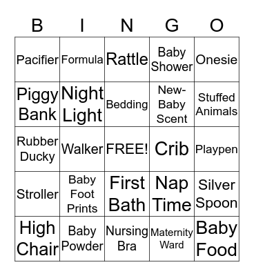 Baby Shower Bingo Card