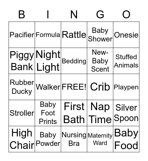 Baby Shower Bingo Card