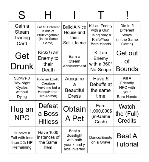 Screw you Bingo Card