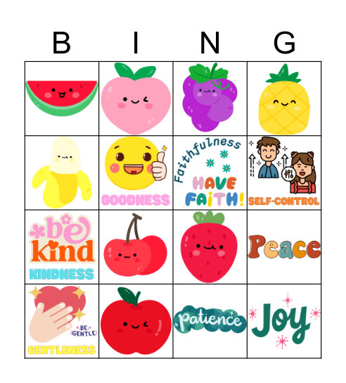 Fruit of the Spirit Bingo Card