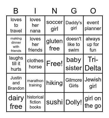 Melissa's 25th Bingo Card
