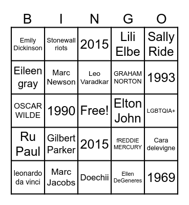 PRIDE Yessss Bingo Card