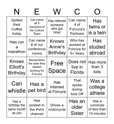 Find Someone Who... Bingo Card