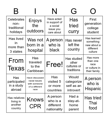 DEI BINGO Card