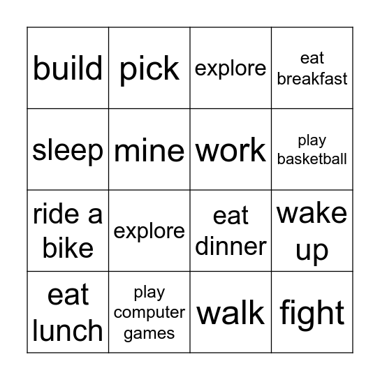 Daily Routine Bingo Card