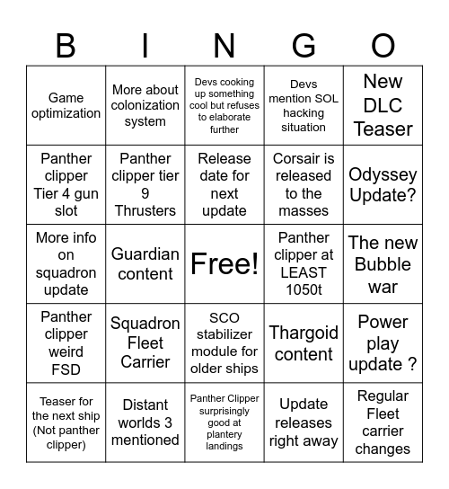 Elite Stream Bingo Card