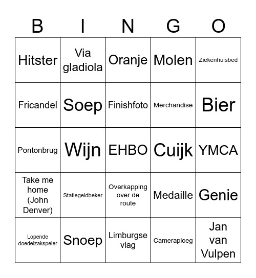 4e dag Vierdaagse Bingo Card