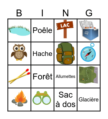 Le Camping! Bingo Card
