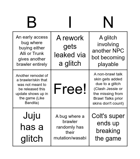 Bug Bingo Card
