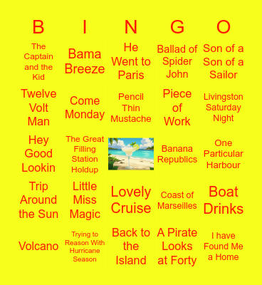 Jimmy Buffett Songs Bingo Card