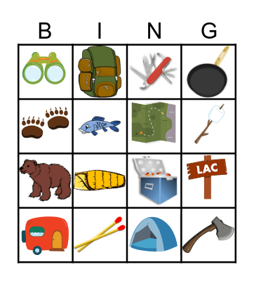 Le Camping! Bingo Card