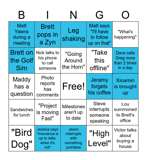 Premier Bingo Card