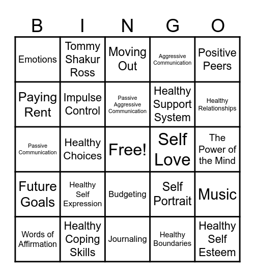 Personal & Career Development Group Bingo Card