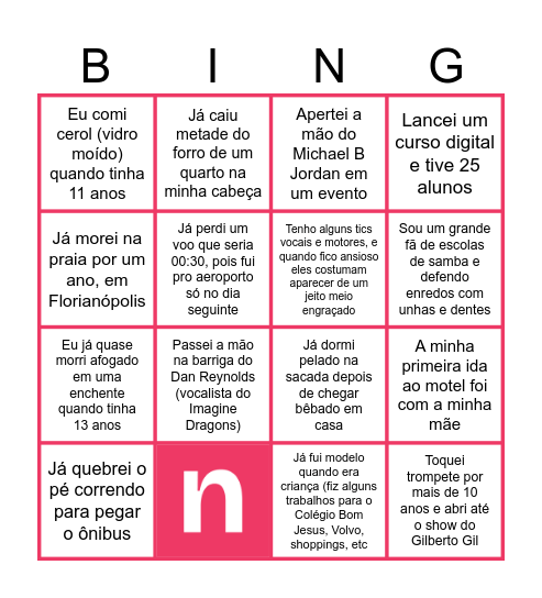 Bingo dos Netshow.mers Bingo Card