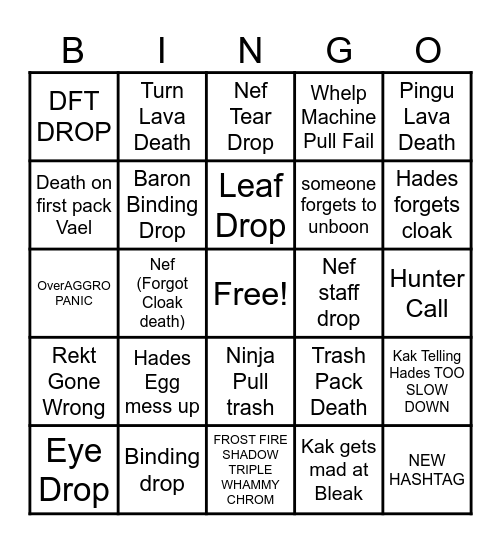 BINGO BANGO Bingo Card