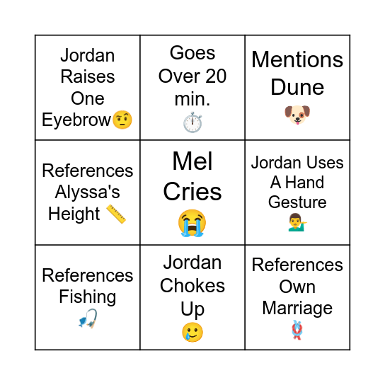 Ceremony Bingo Card