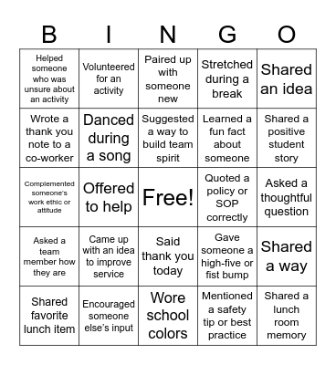 Acts of Pride Bingo Card