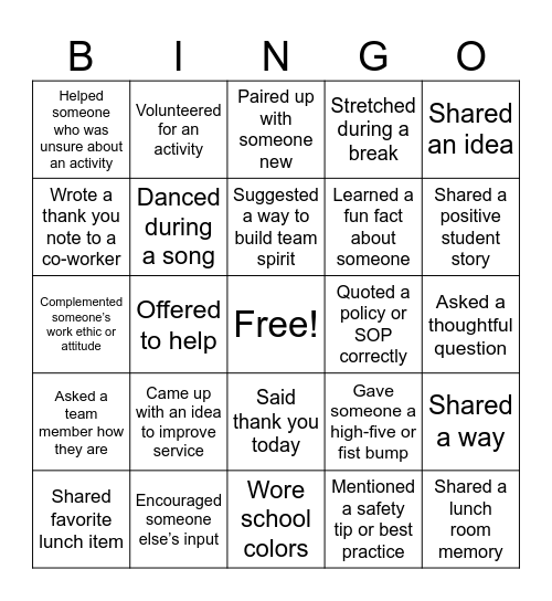 Acts of Pride Bingo Card