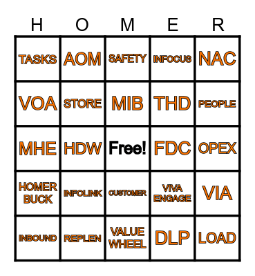 HOME DEPOT BINGO Card
