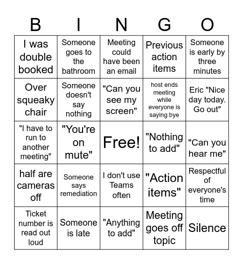 SOC BINGO Card