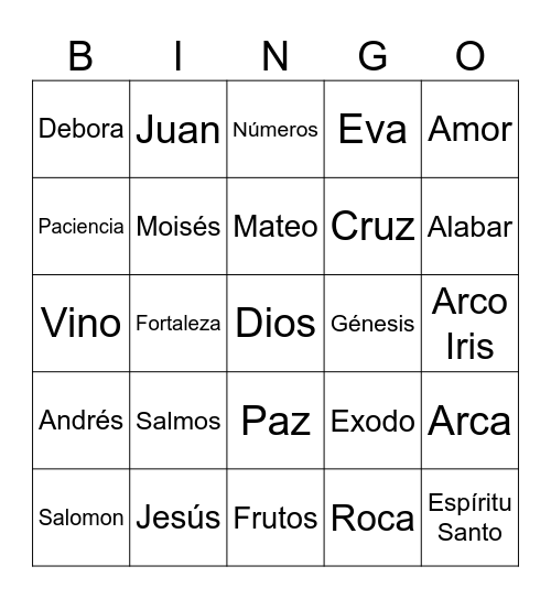 Biblia Bingo Card