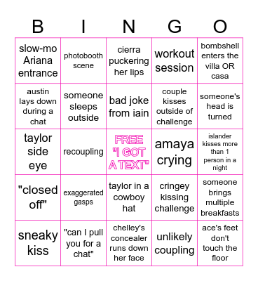 I Got a Text Bingo Card