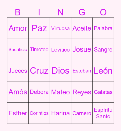 Conozco la biblia Bingo Card