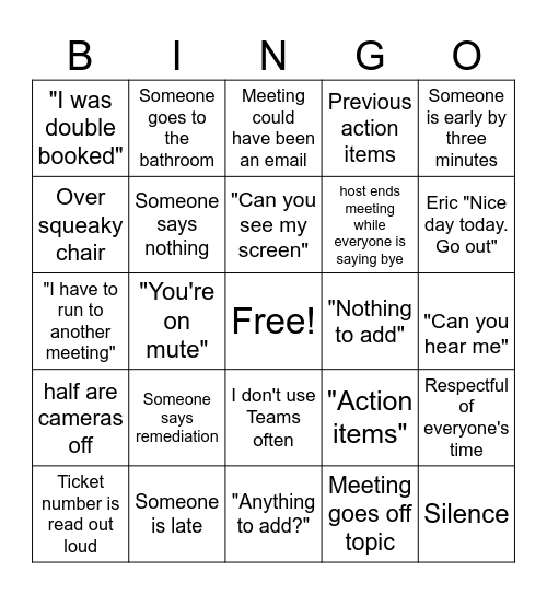SOC BINGO Card