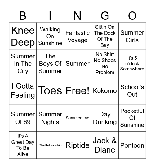 Summer Sunshine & Boating Mix Bingo Card