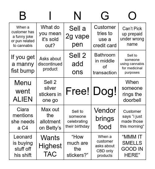 Bingo Bongo Bingo Card