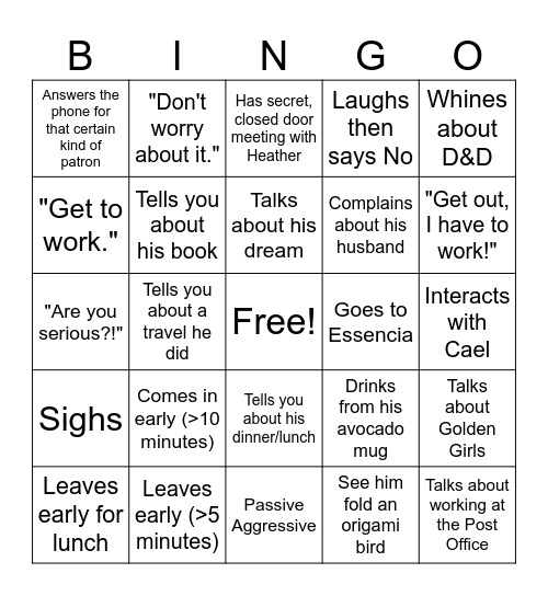 Jason Bingo Card